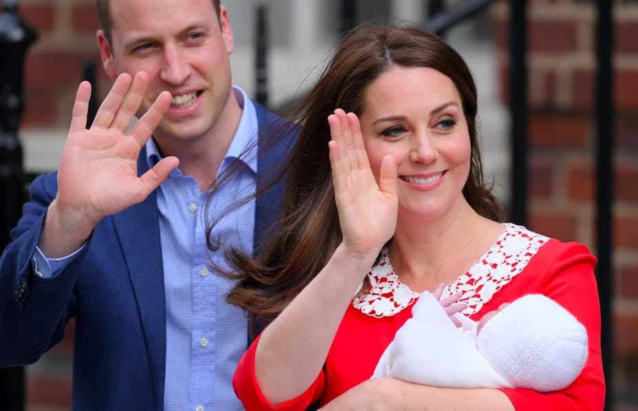 First pictures of the new royal baby as Kate and Prince William pose